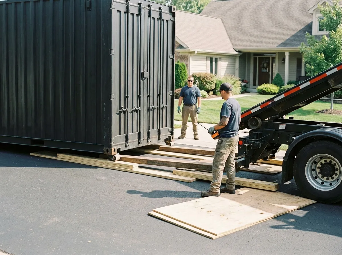 Driveway protection and delivery preparation for dumpster rental in Alameda, CA