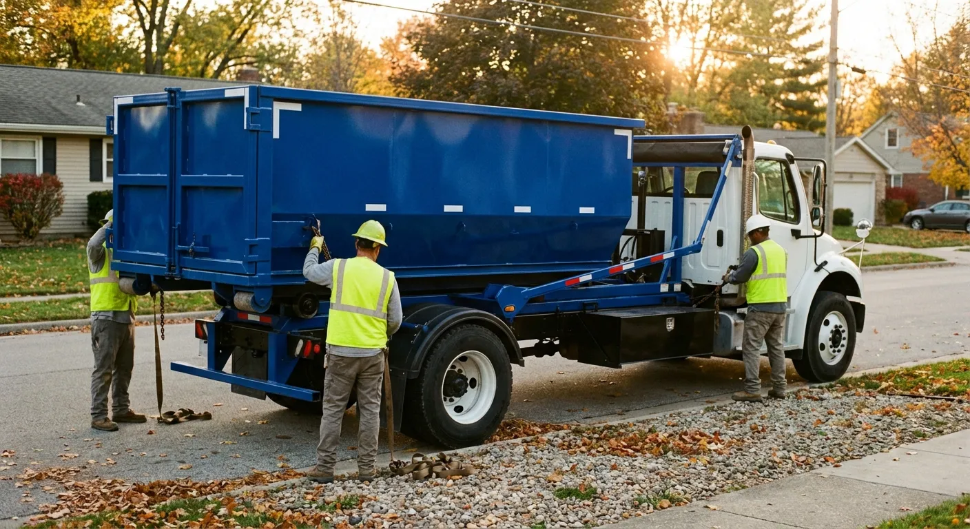 Roll-off dumpster delivery truck in Alameda, CA