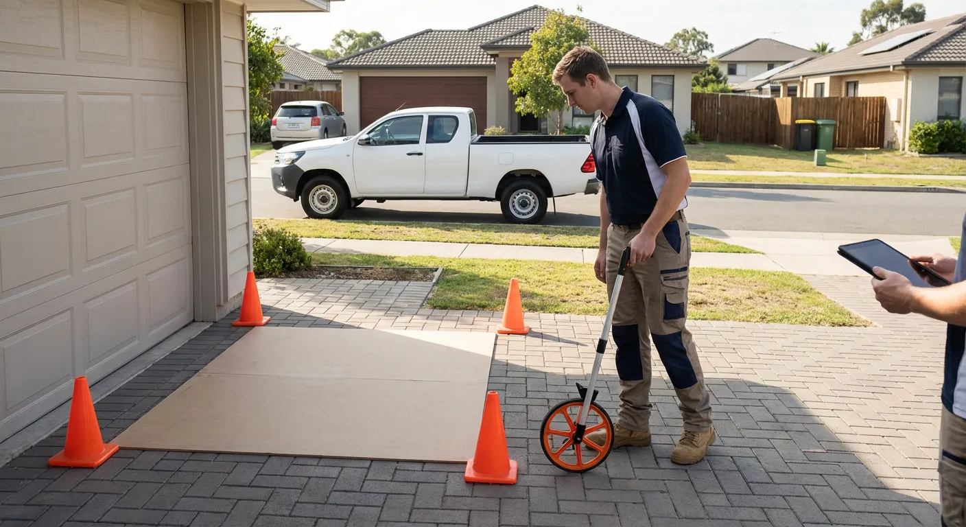 Site assessment for dumpster placement showing clearance requirements in Alameda, CA