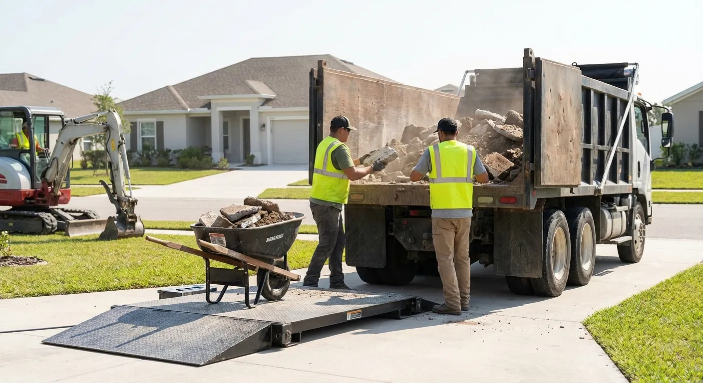 Heavy debris dumpster loaded with concrete in Alameda, CA