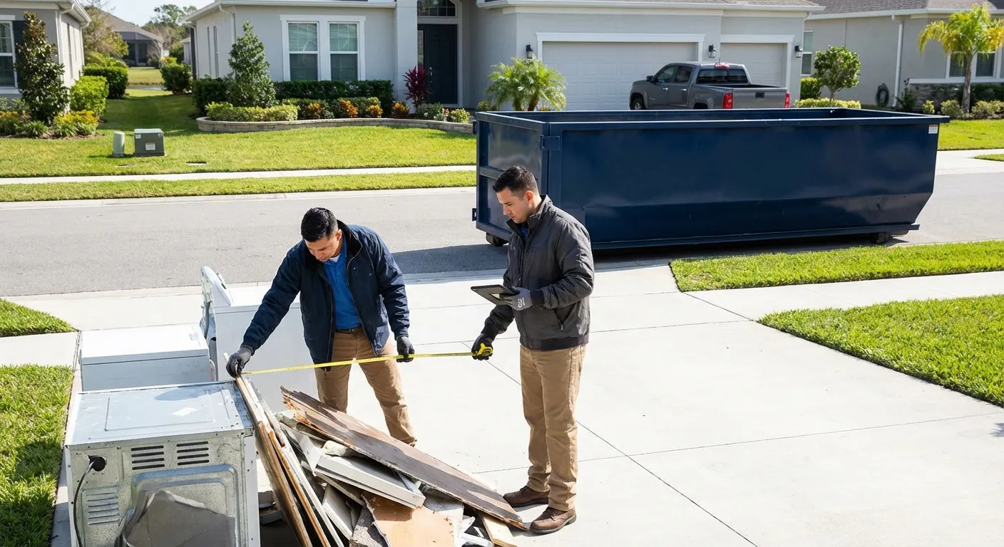 Concrete dumpster rental delivery truck in Alameda, CA